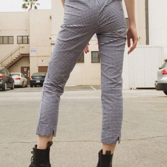 Brandy Melville x John Galt Gingham Tilden Pants Ankle Crop Blue White - Picture 3 of 11